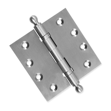 Embassy 4-1/2 x 4-1/2 Solid Brass Ball Bearing Hinge, Satin Nickel Finish Ball Tips 4545BBUS15B-1